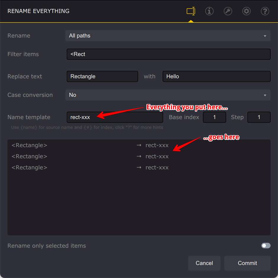 Использование шаблона имени в Ai Toolbox