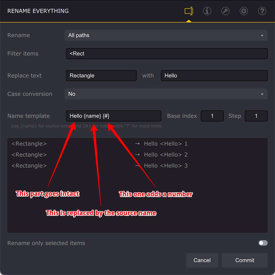 Использование исходного имени как части нового имени в Ai Toolbox