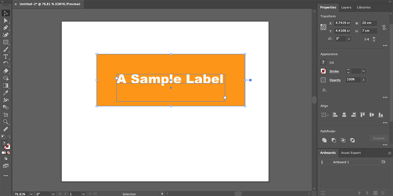 Простой образец макета этикетки в Adobe Illustrator