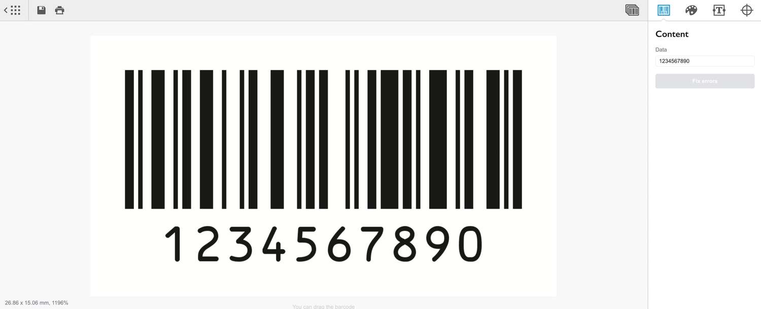 Добавление нового штрих-кода Code 128