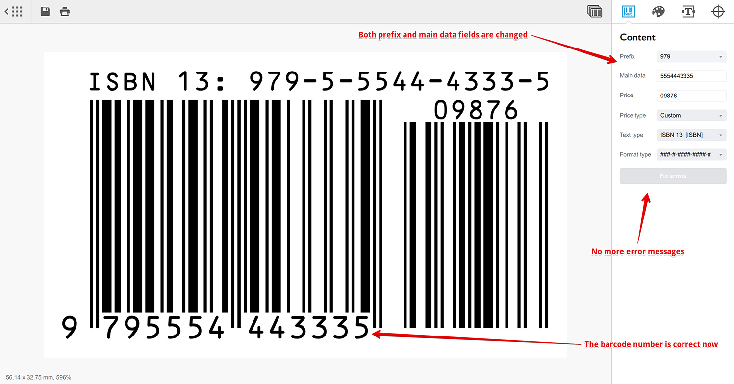 Barcode автоматически определяет префиксы ISBN при исправлении ошибок ввода