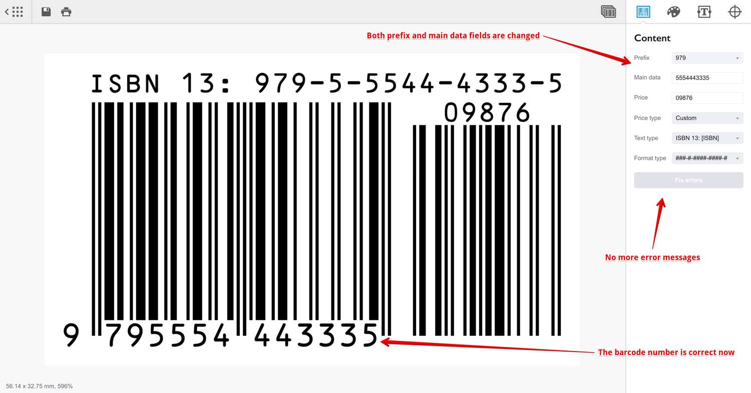 Barcode автоматически определяет префиксы ISBN при исправлении ошибок ввода