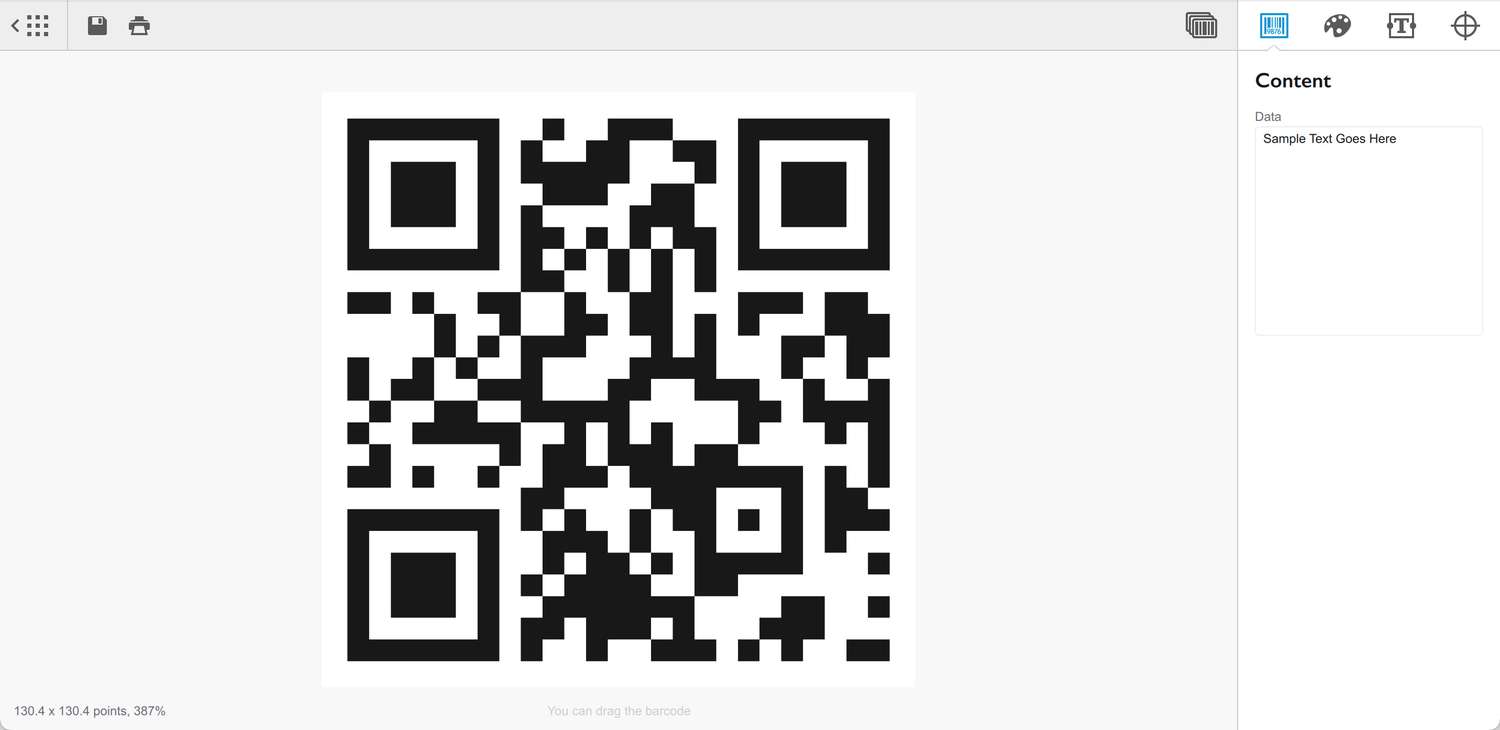 Окно редактора QR-кода