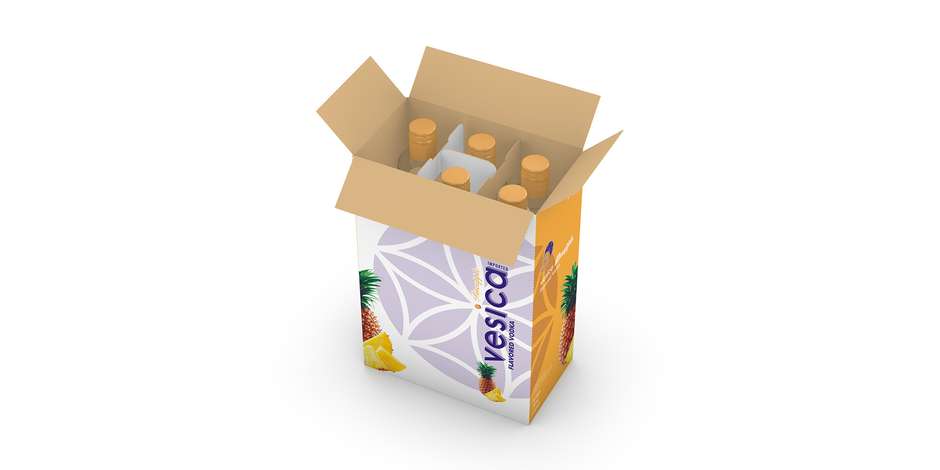 Box of bottles made and rendered in Boxshot