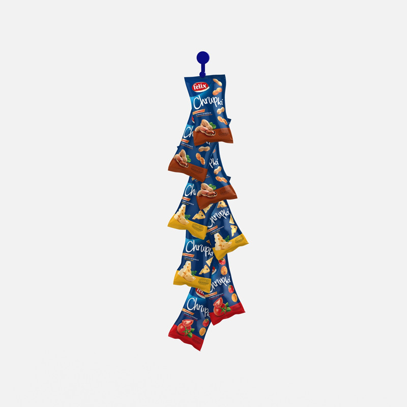A hanger of flexible bags.