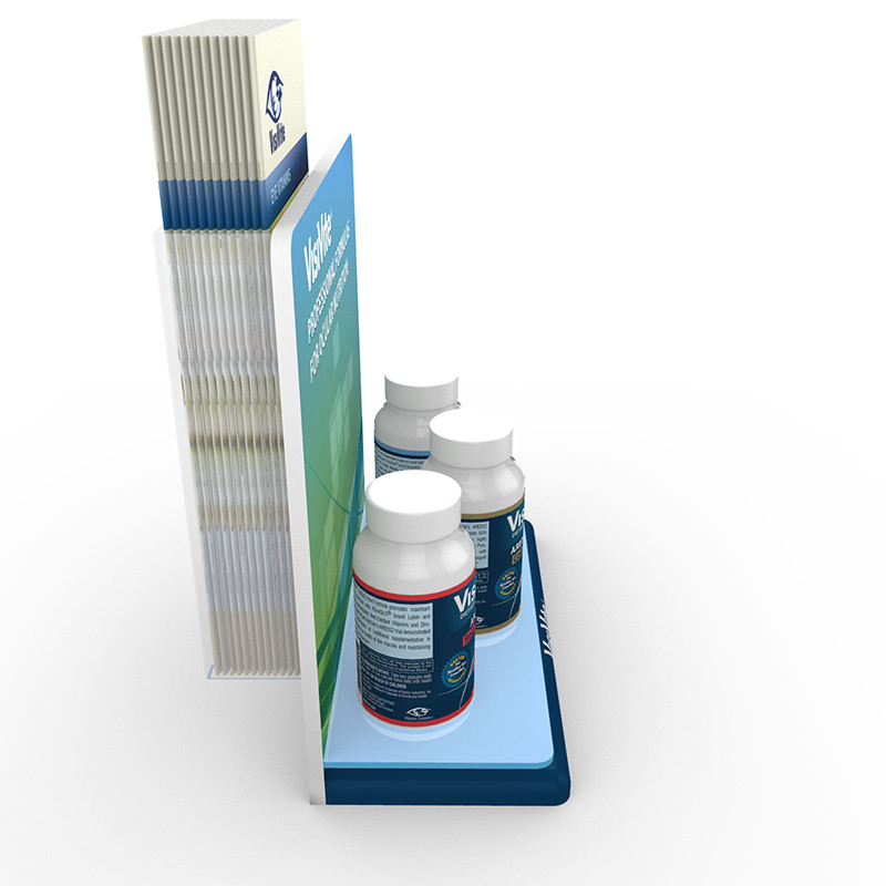 Point of sale 3d medicine bottles holder mockup, side view