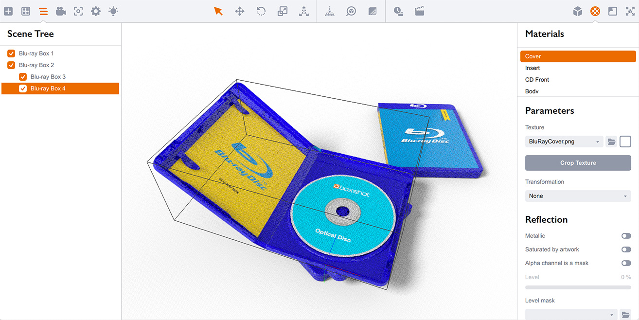 Blu-ray disc boxes mockup in Boxshot