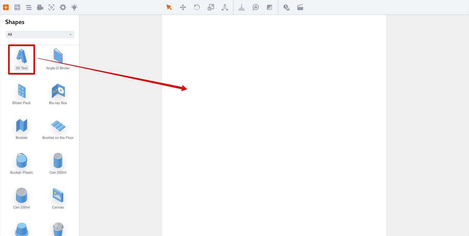 Dragging 3D text object into Boxshot scene