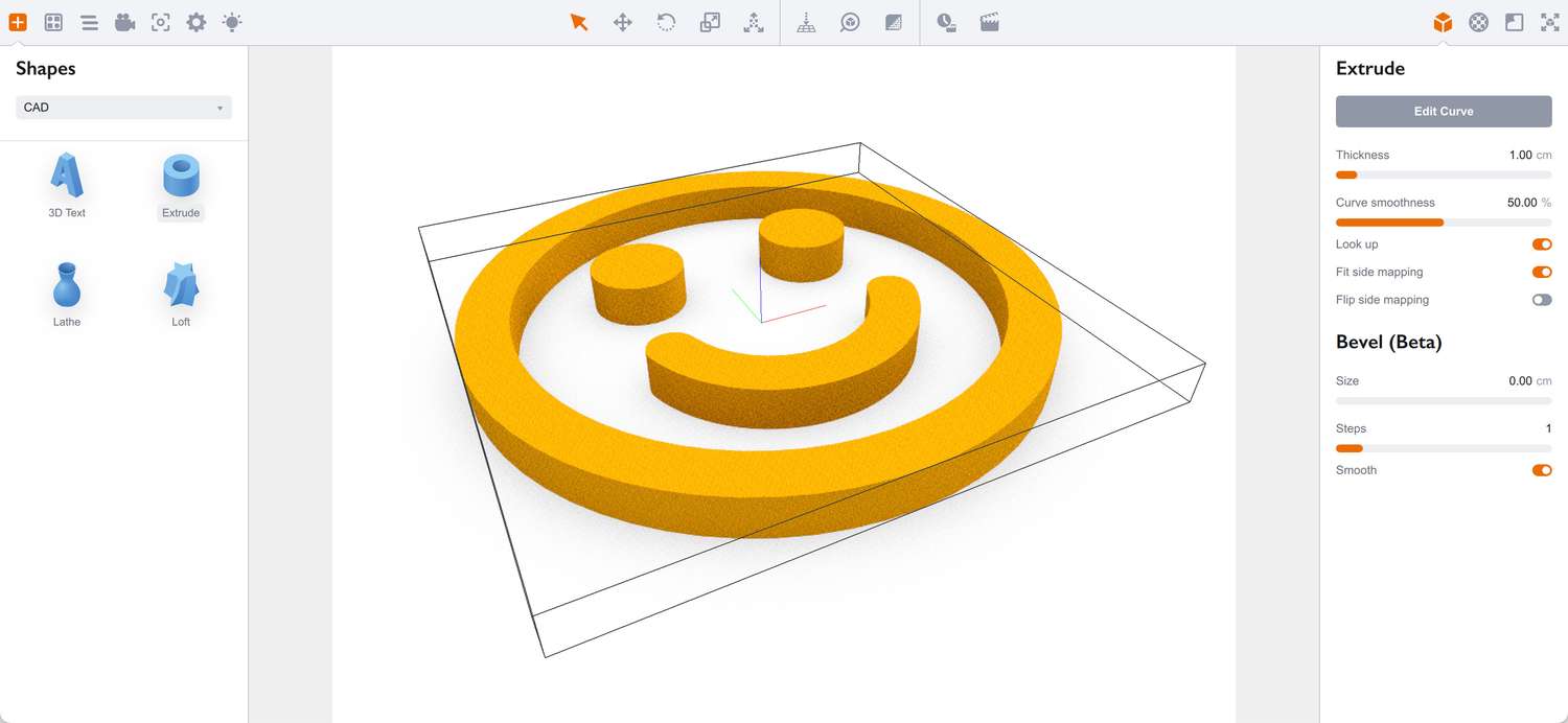 Редактирование вершин в редакторе Extrude