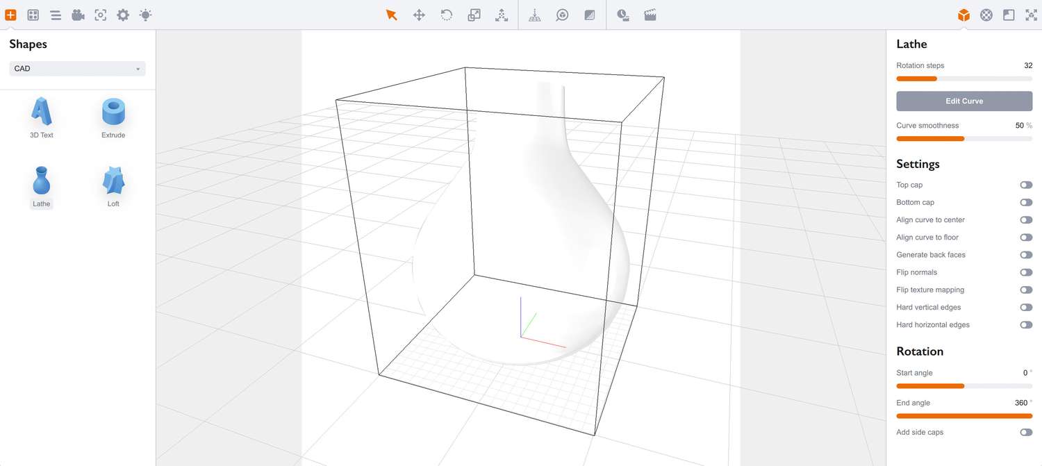 3D-модель, созданная из кривой