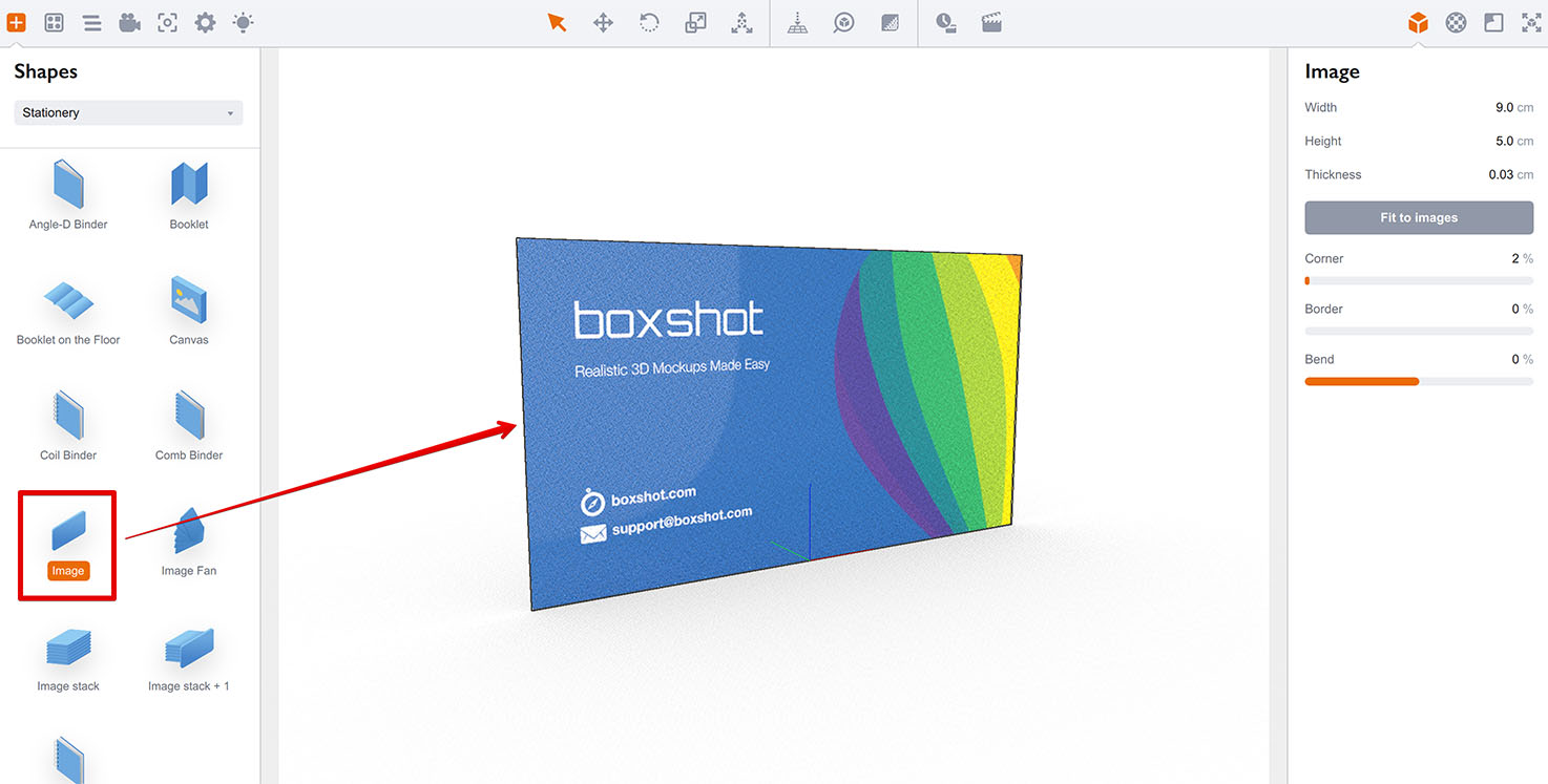 Добавление визитки в проект Boxshot