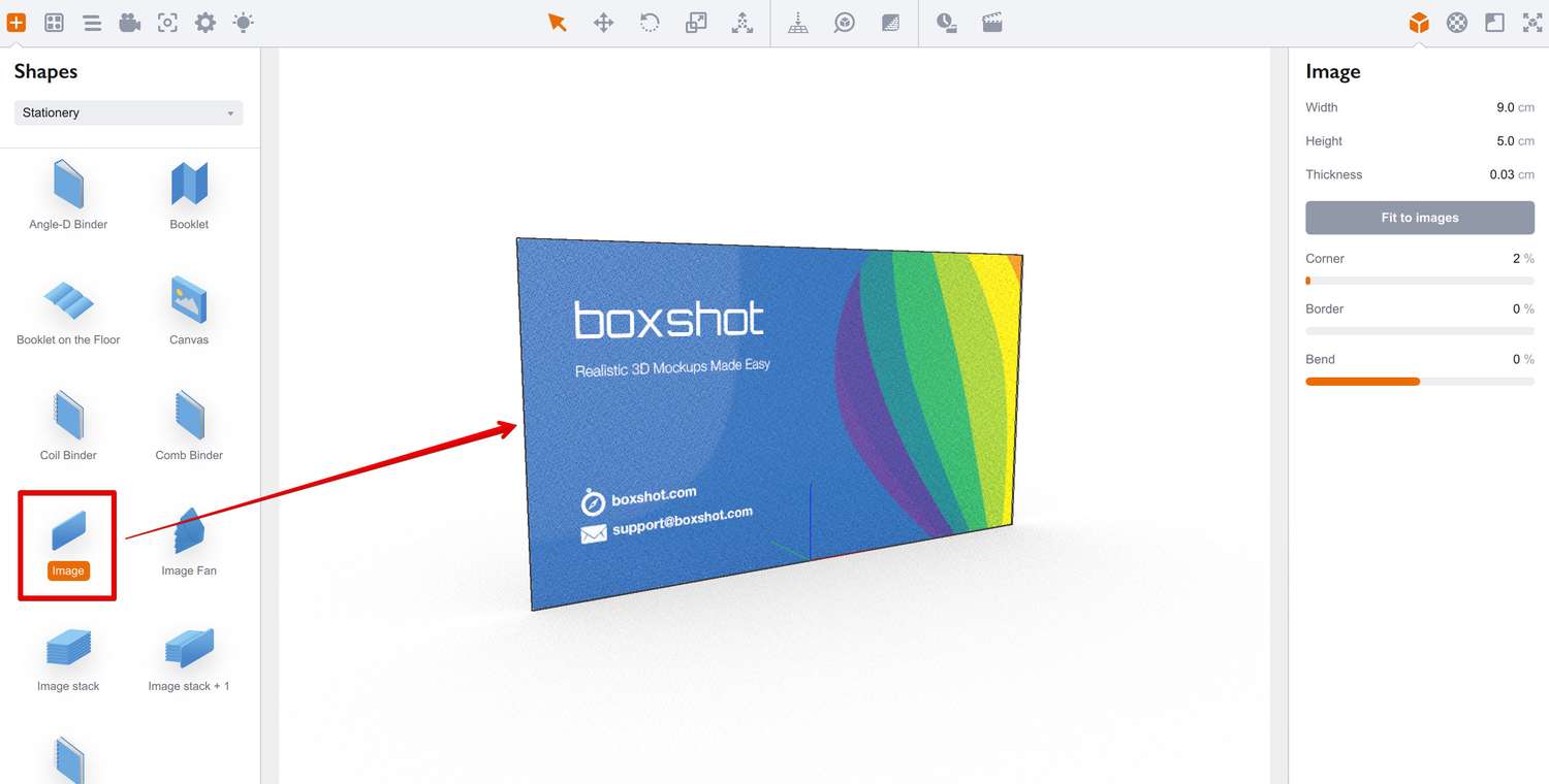 Добавление визитки в проект Boxshot