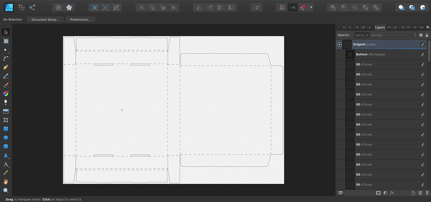 Развёртка загружена в Affinity Designer