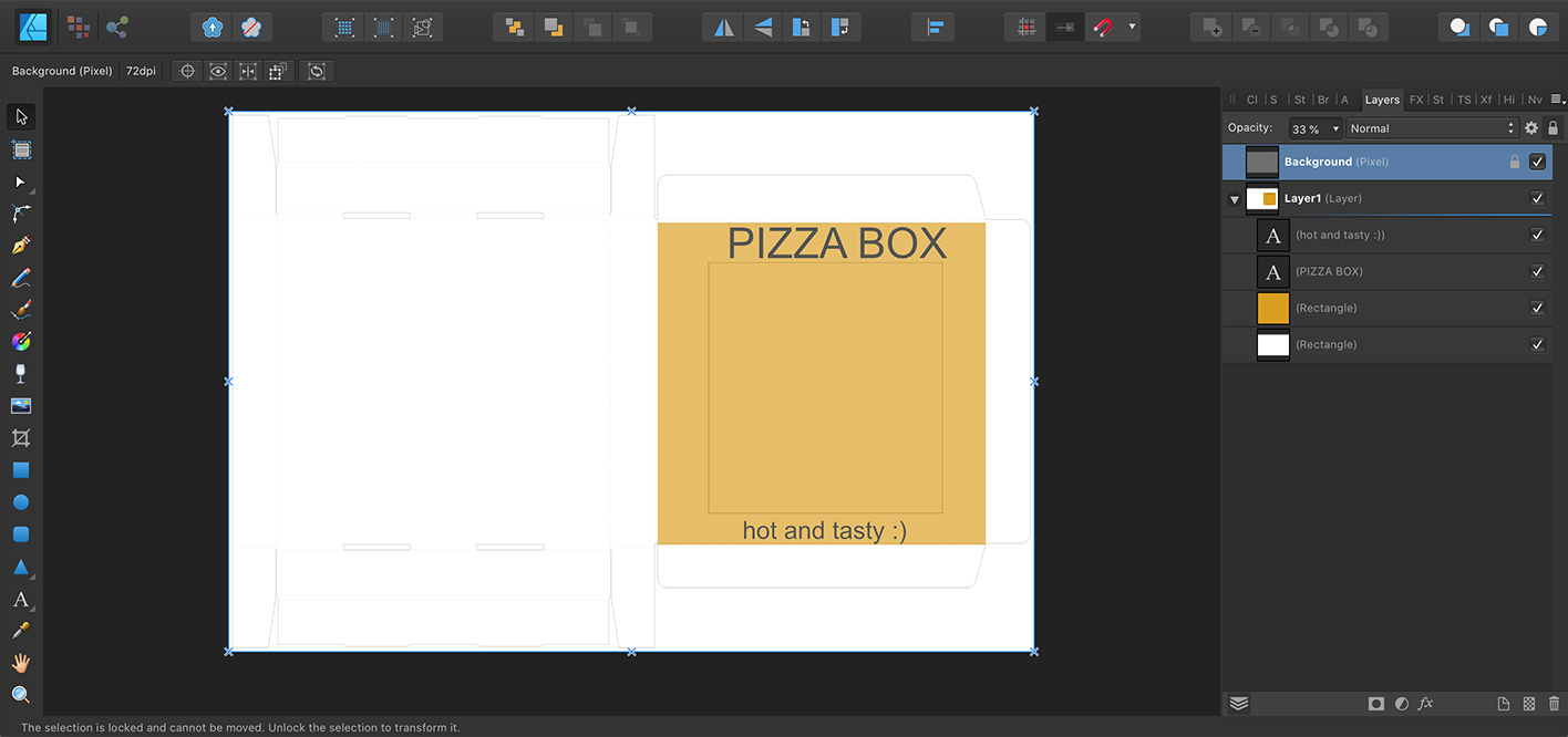 Добавление изображения на шаблон развёртки в Affinity Designer