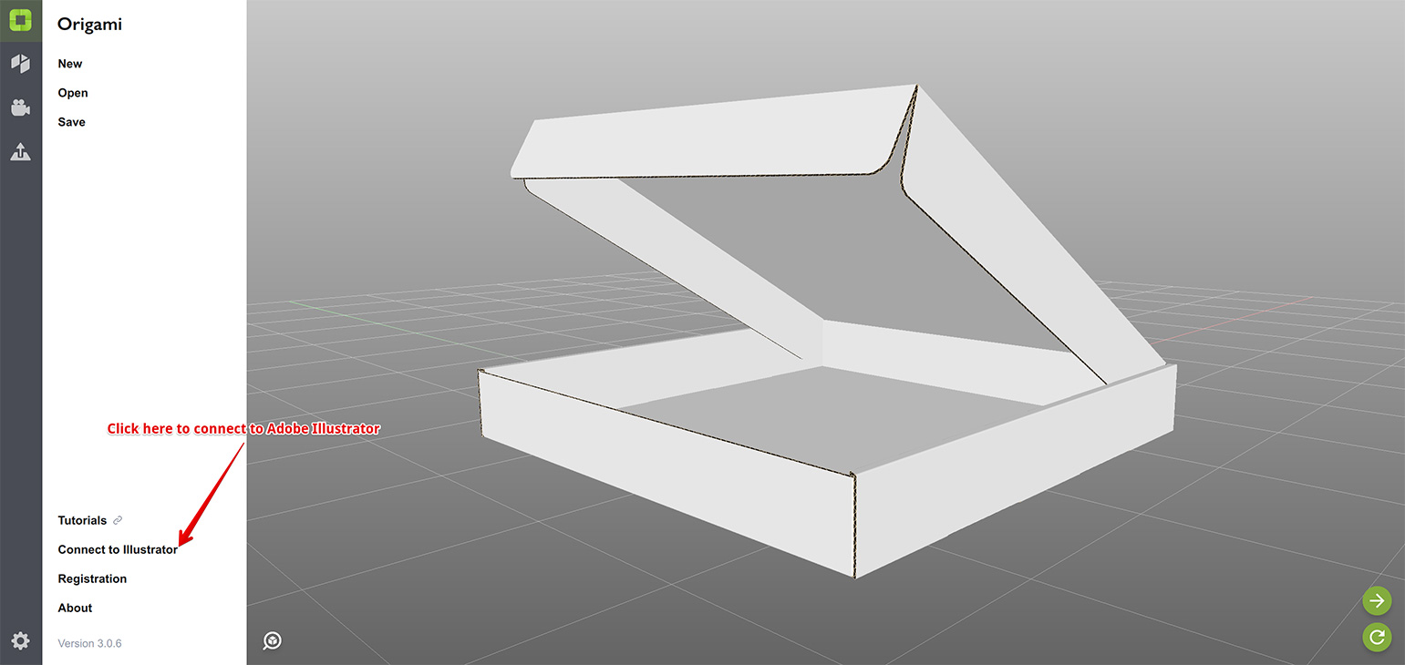 Кнопка подключения Origami к Adobe Illustrator