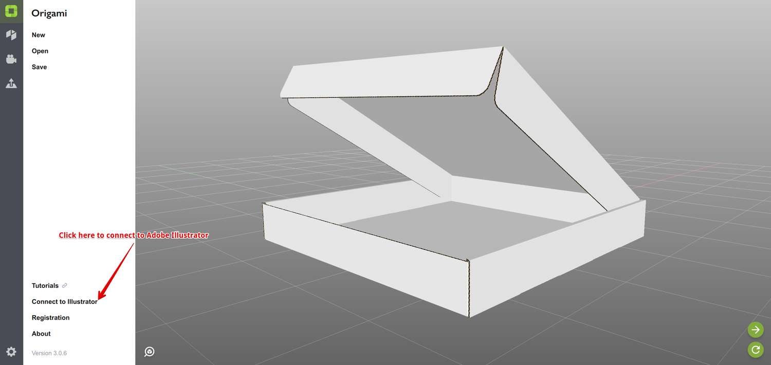 Кнопка подключения Origami к Adobe Illustrator