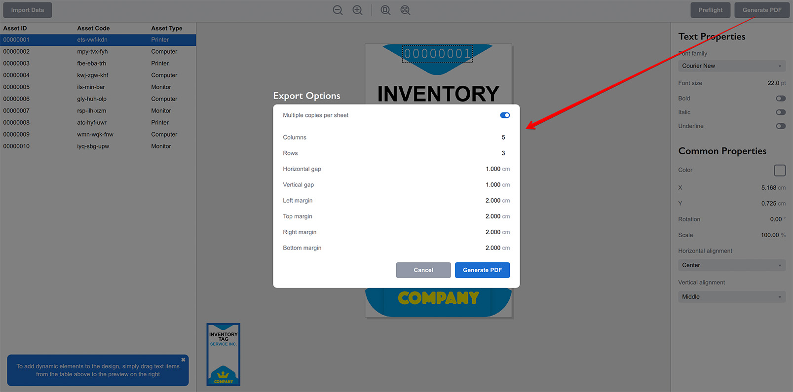 Опции генерации PDF в Ticket Wizard