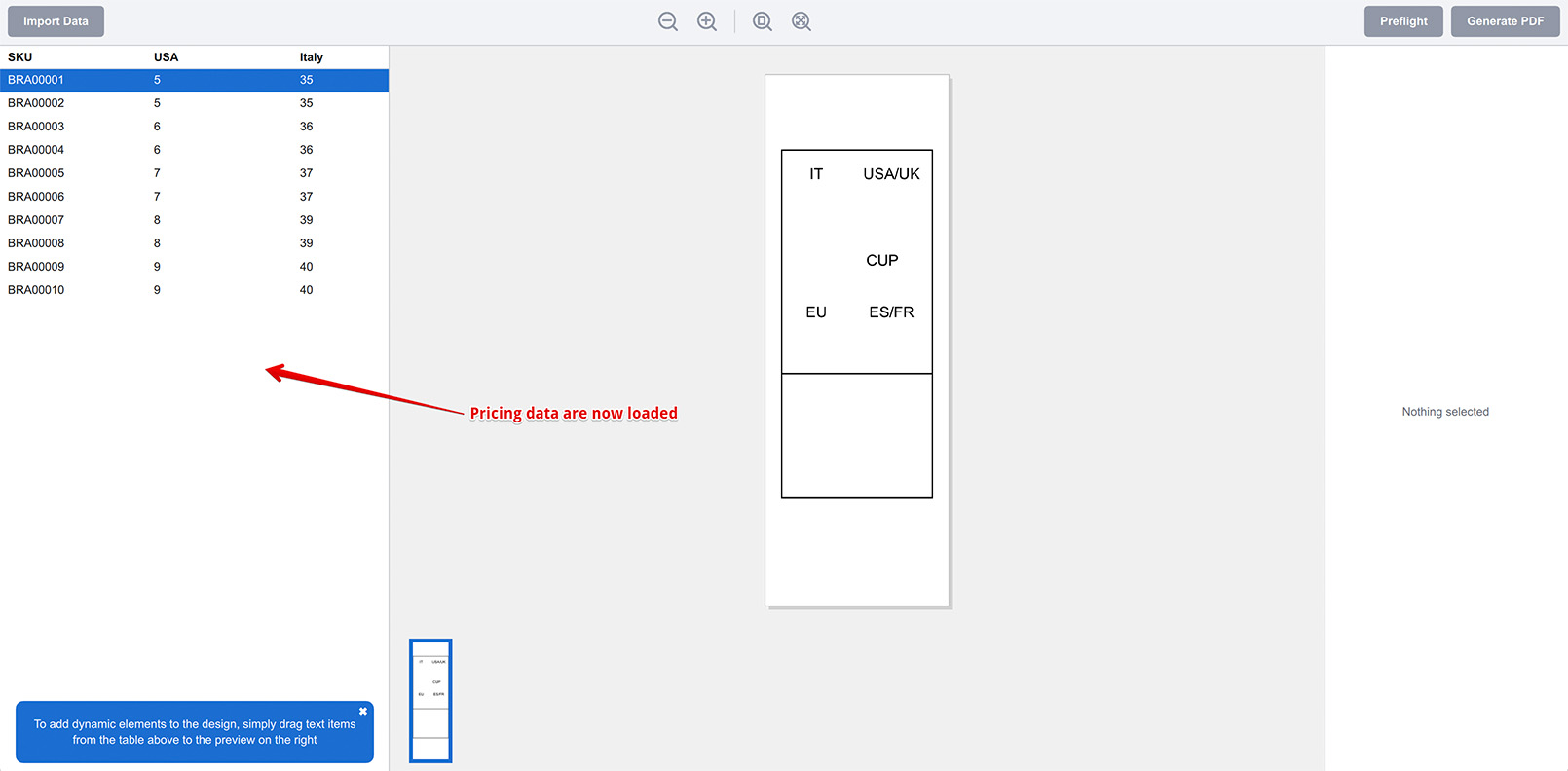 Ценовые данные импортированы в проект Ticket Wizard