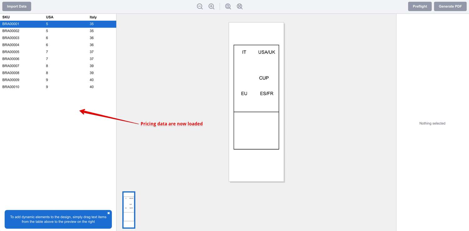 Ценовые данные импортированы в проект Ticket Wizard