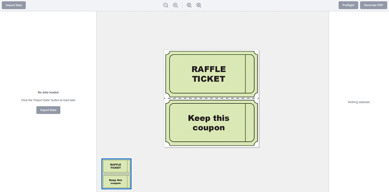 Шаблон лотерейного билета загружен в Ticket Wizard