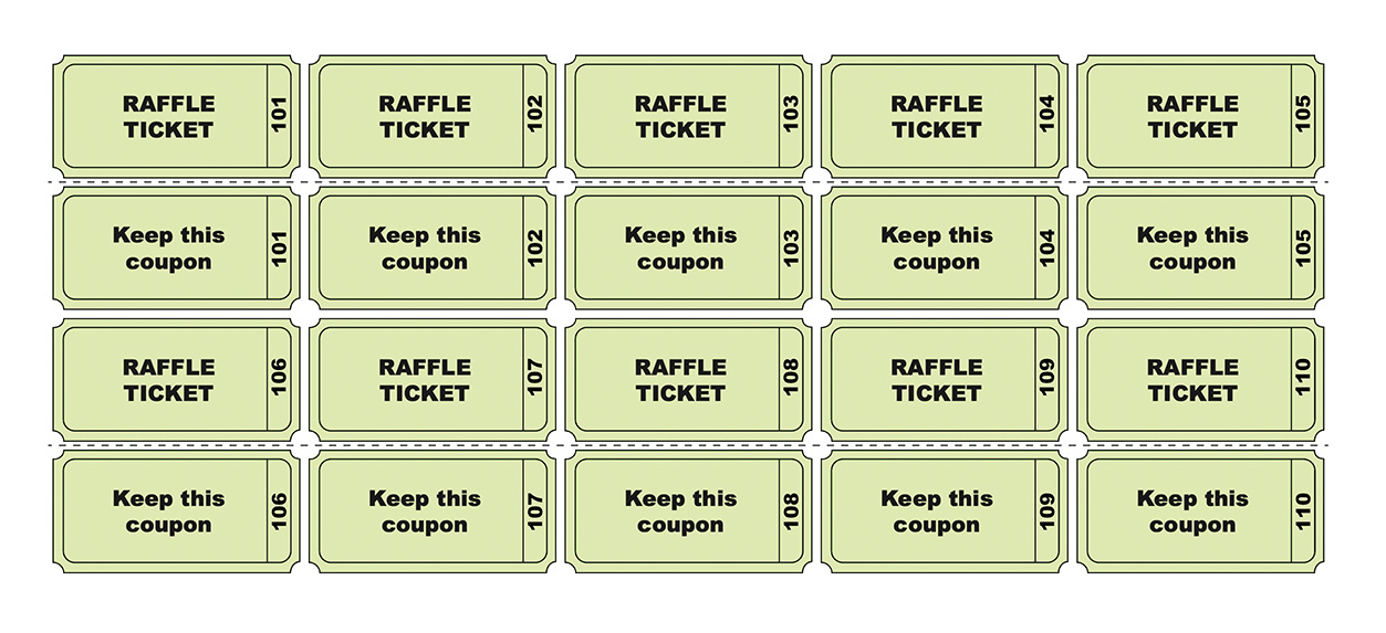PDF-файл с лотерейными билетами, созданными в Ticket Wizard